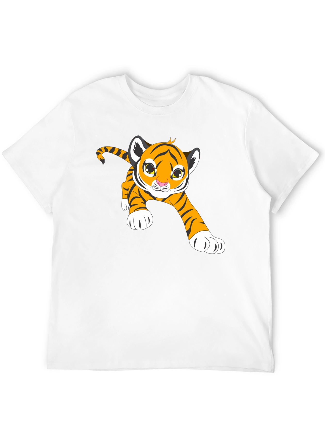 Cute Tiger Cub Graphic T-Shirt - Black