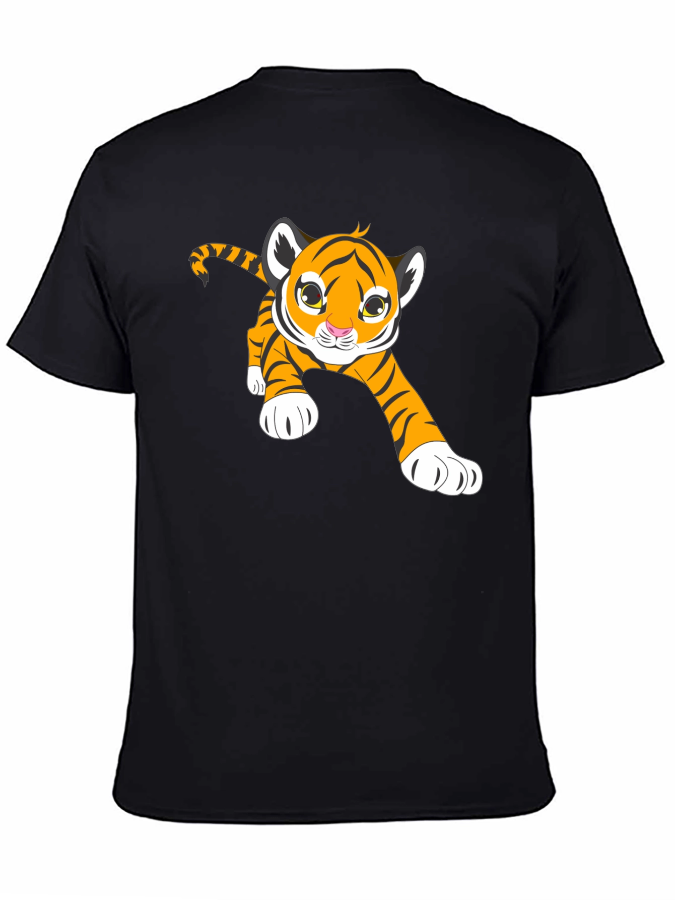 Cute Tiger Cub Graphic T-Shirt - Black