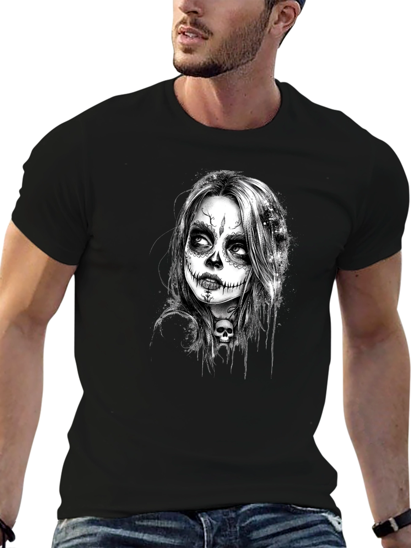 Sugar Skull Girl Graphic Tee - Black