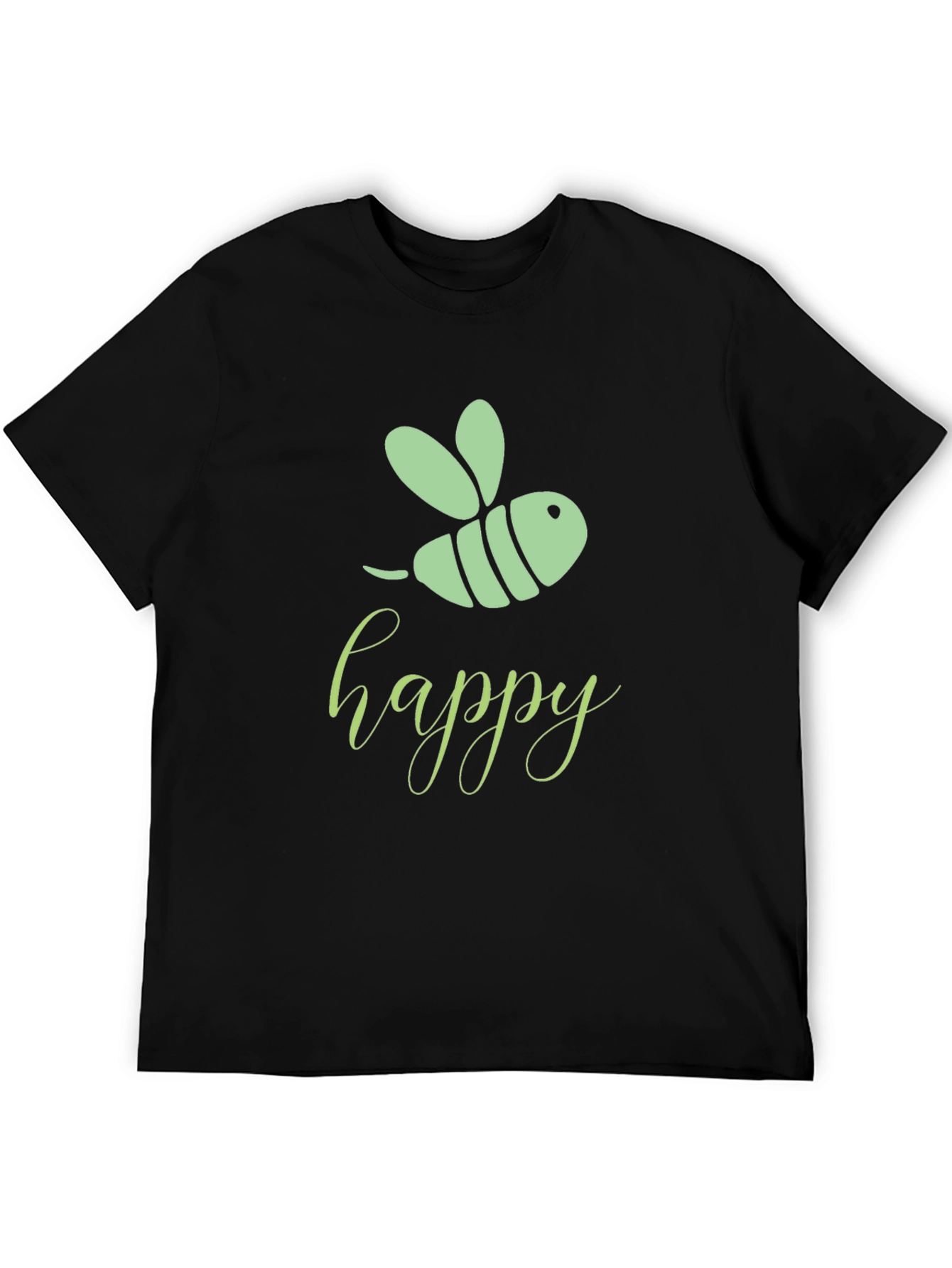 Happy Bee Graphic Tee - Black Cotton T-Shirt