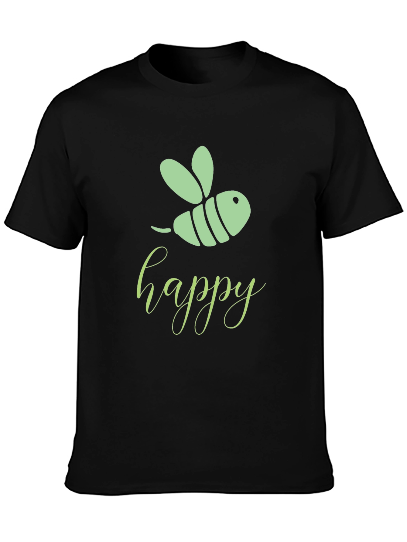 Happy Bee Graphic Tee - Black Cotton T-Shirt