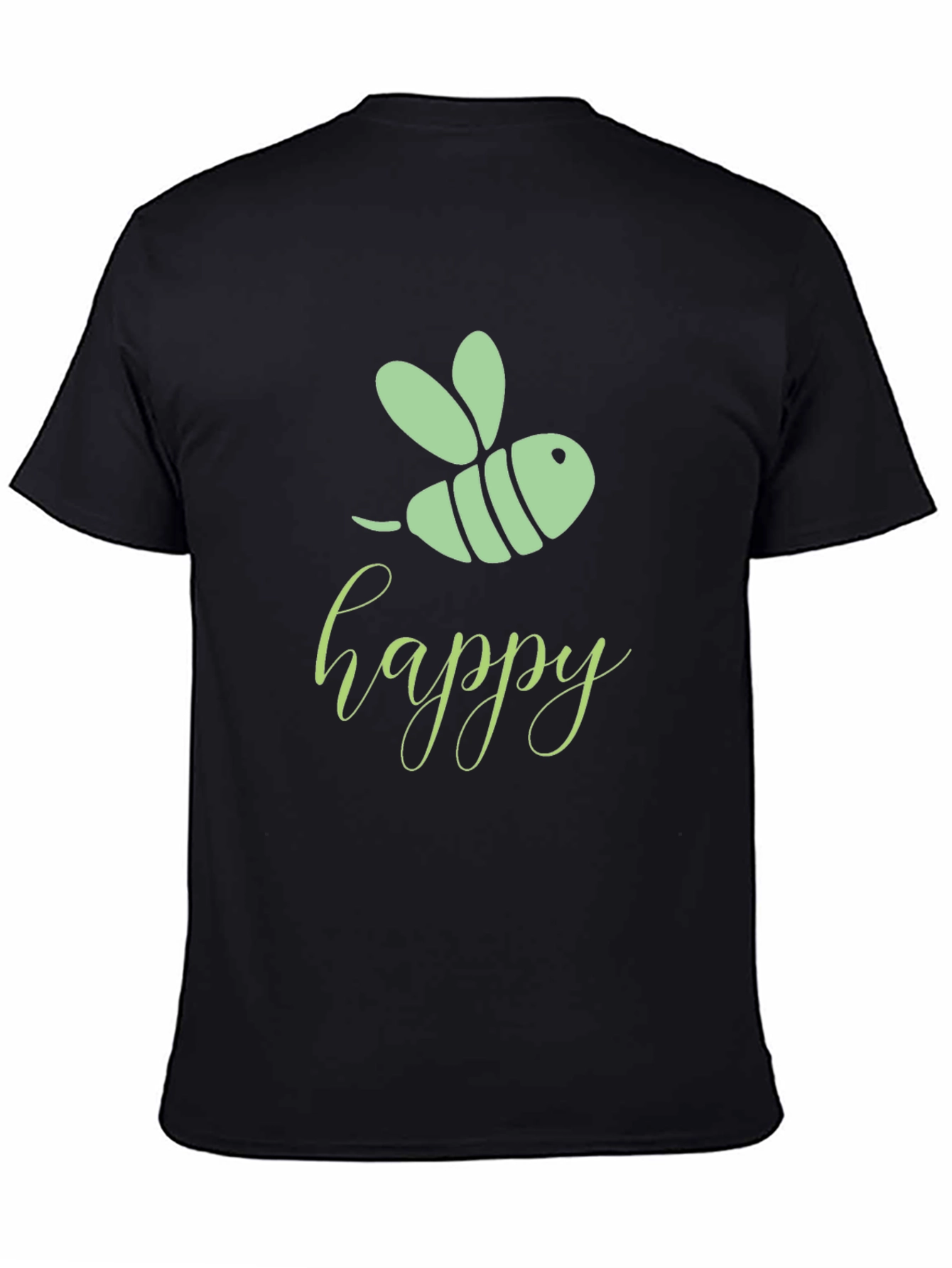 Happy Bee Graphic Tee - Black Cotton T-Shirt