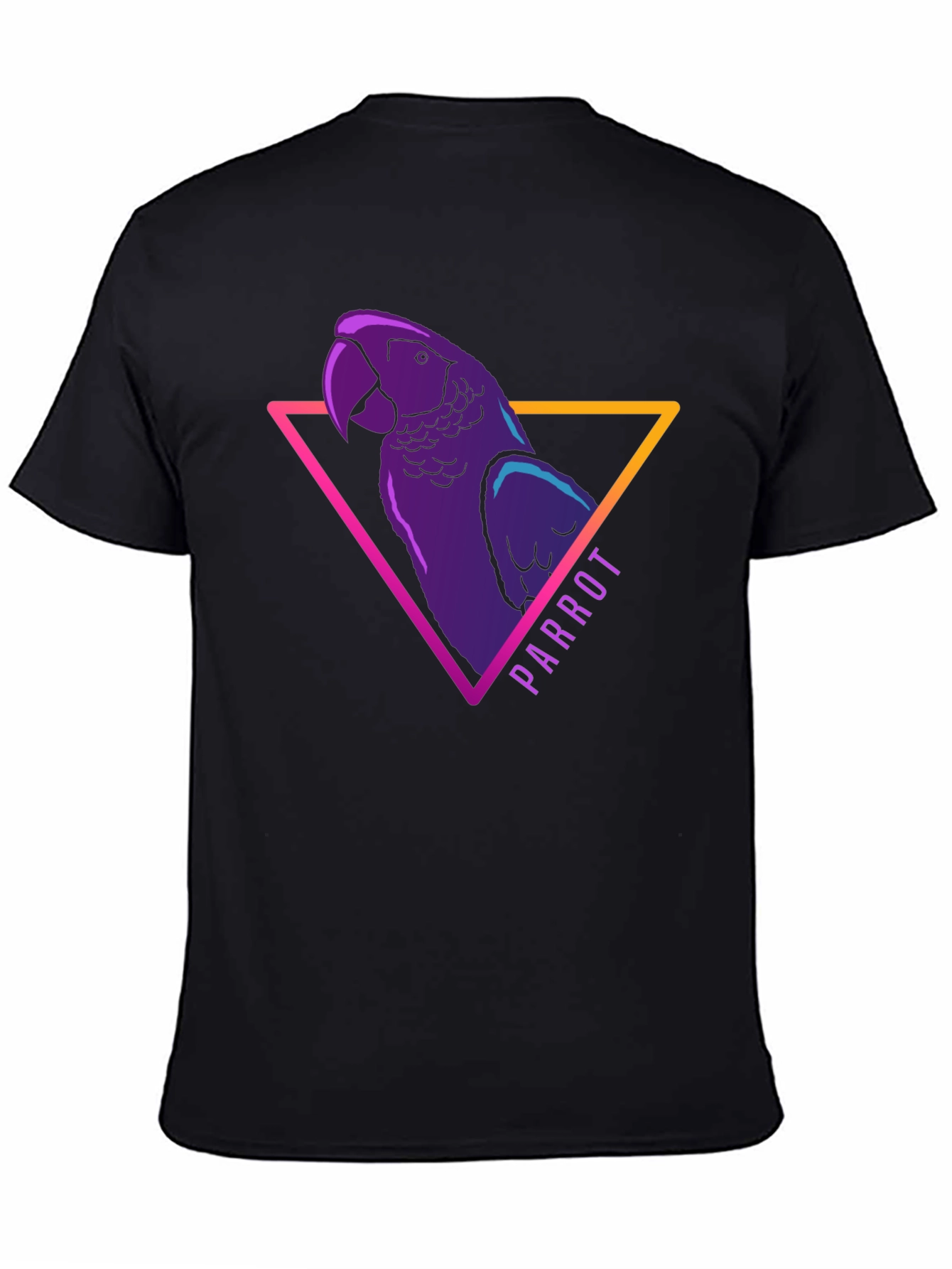 Neon Parrot Graphic Tee - Mens Black T-Shirt