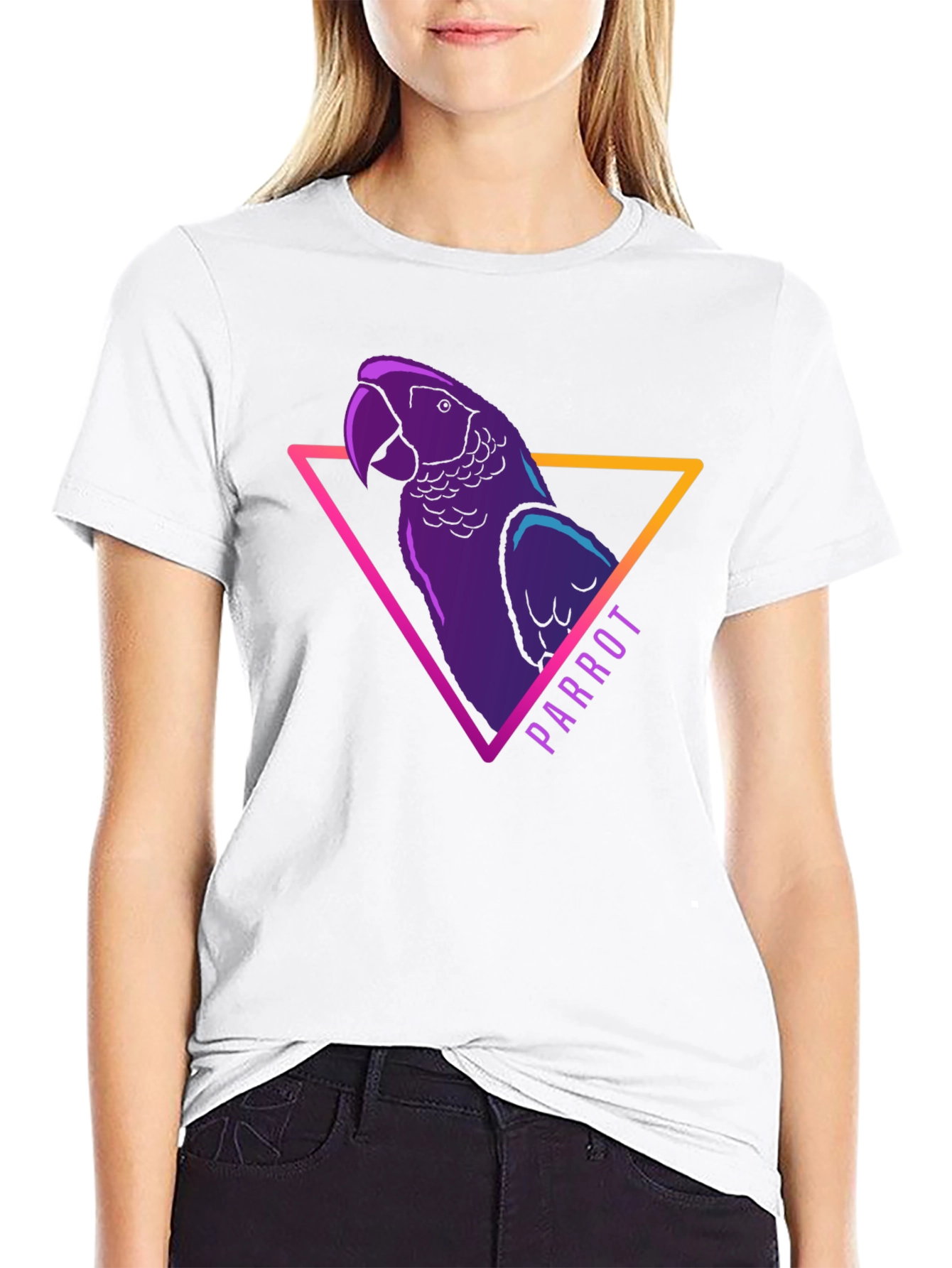 Neon Parrot Graphic Tee - Mens Black T-Shirt
