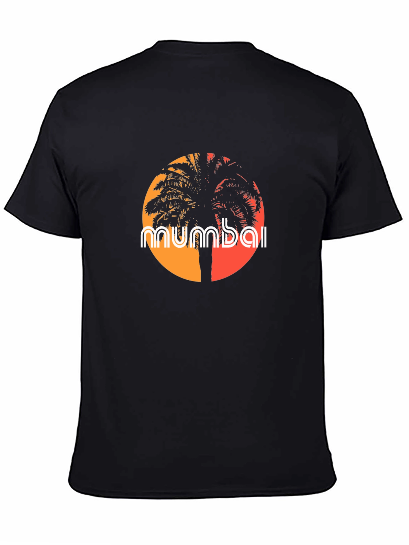 Mumbai Palm Tree Graphic T-Shirt - Black