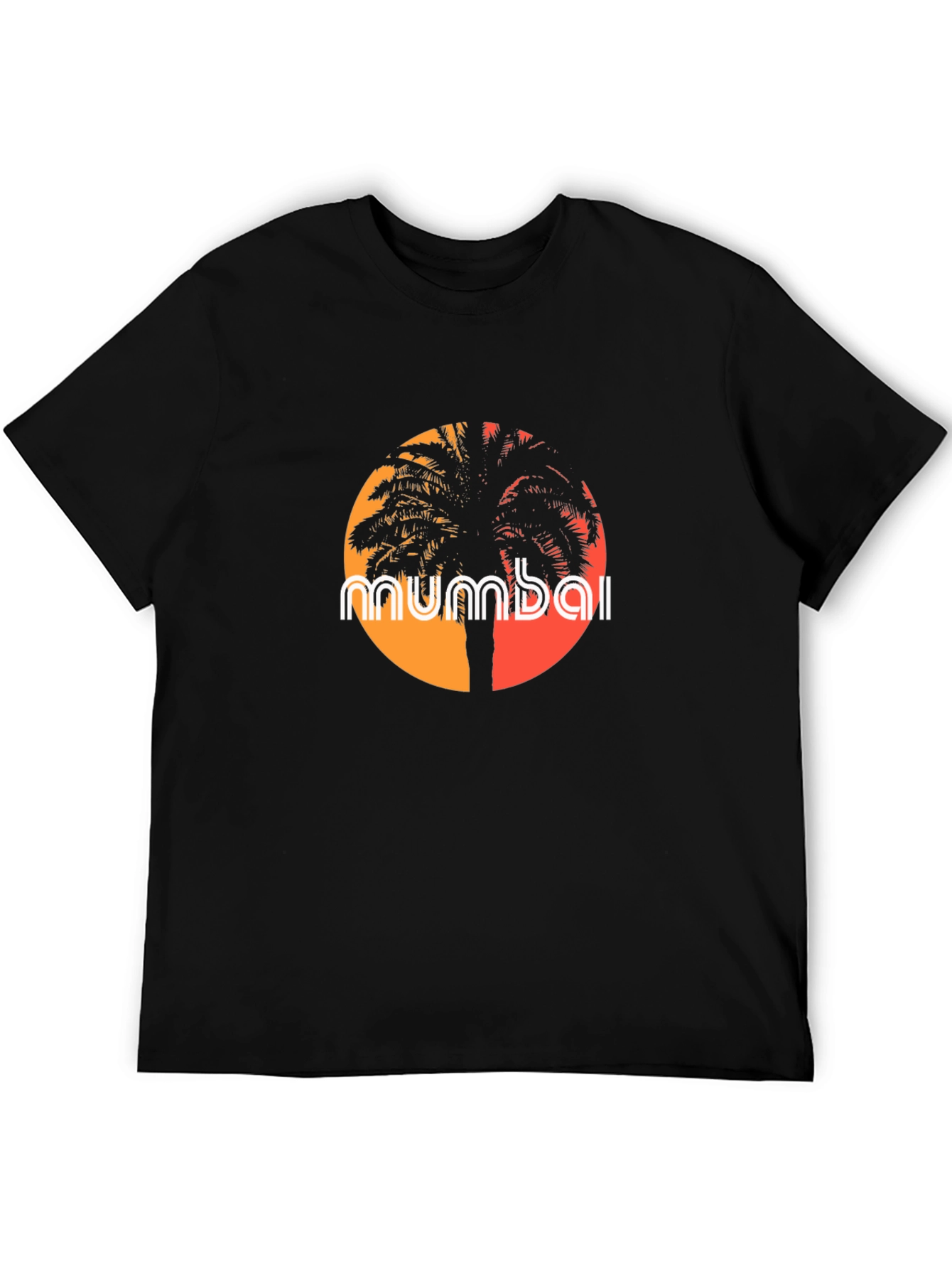 Mumbai Palm Tree Graphic T-Shirt - Black