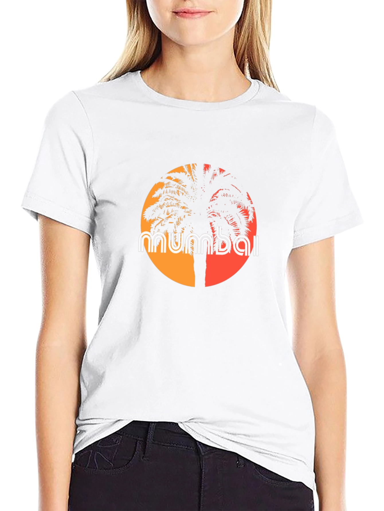 Mumbai Palm Tree Graphic T-Shirt - Black