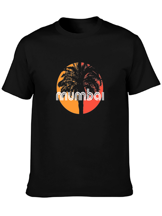 Mumbai Palm Tree Graphic T-Shirt - Black