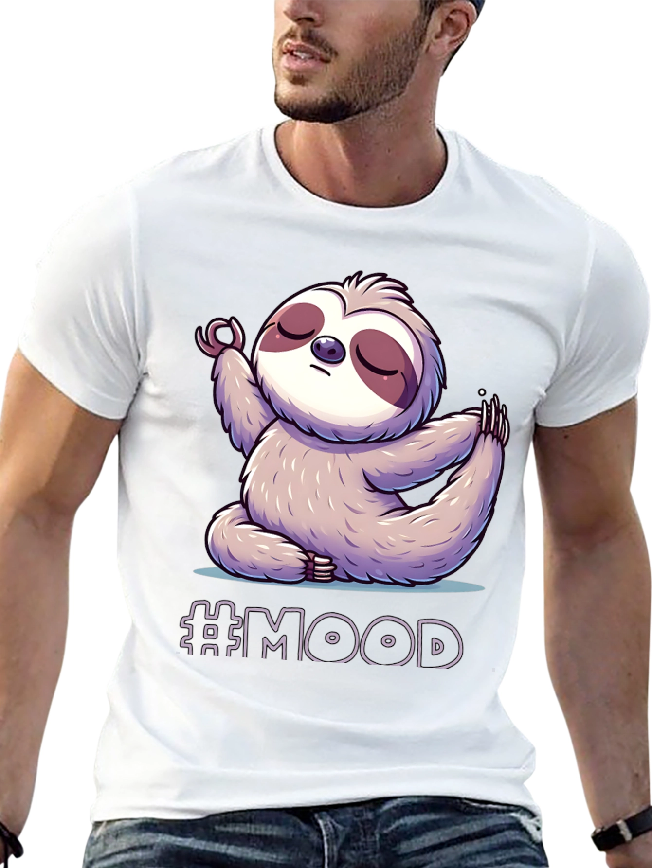 Sloth Mood Yoga Black T-Shirt