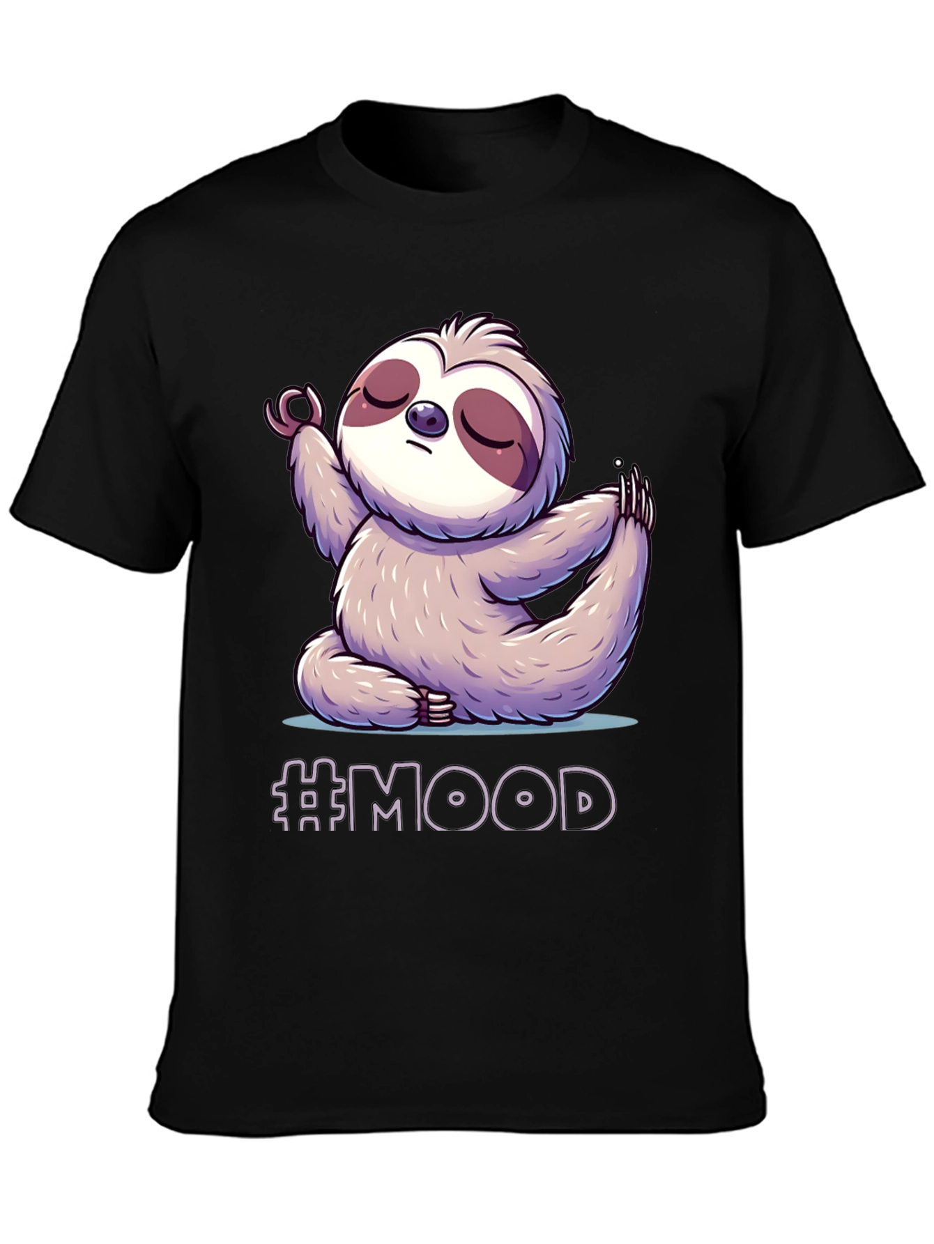 Sloth Mood Yoga Black T-Shirt