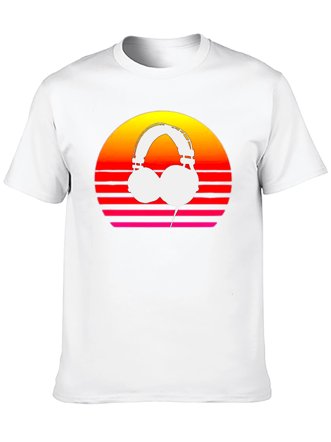 Retro Sunset Headphones Graphic Tee