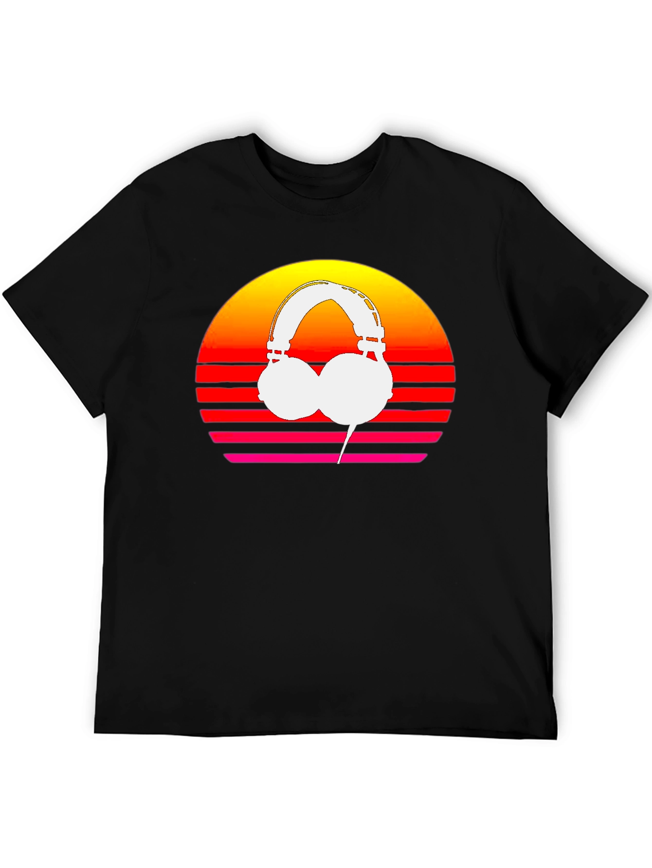 Retro Sunset Headphones Graphic Tee
