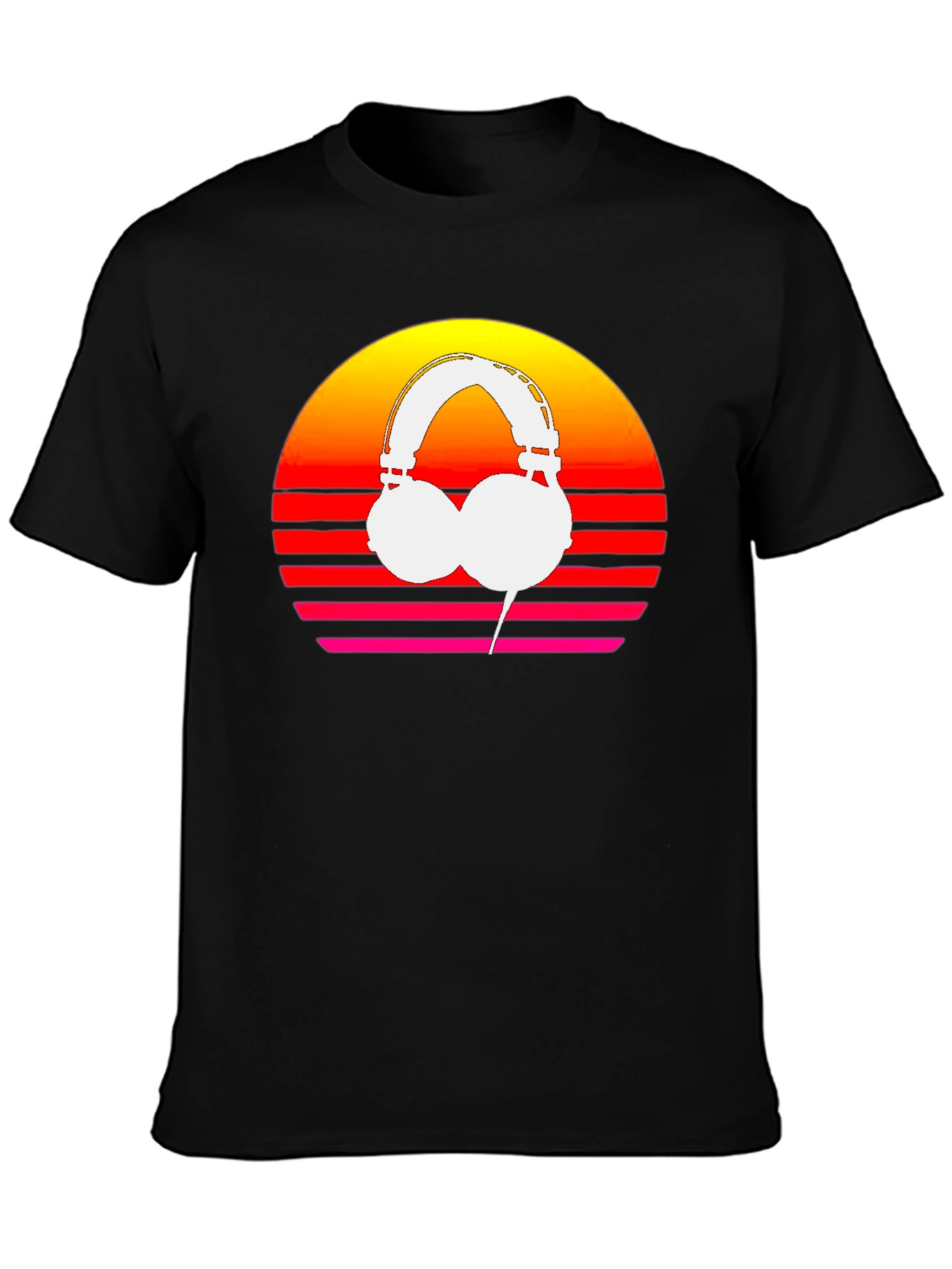 Retro Sunset Headphones Graphic Tee