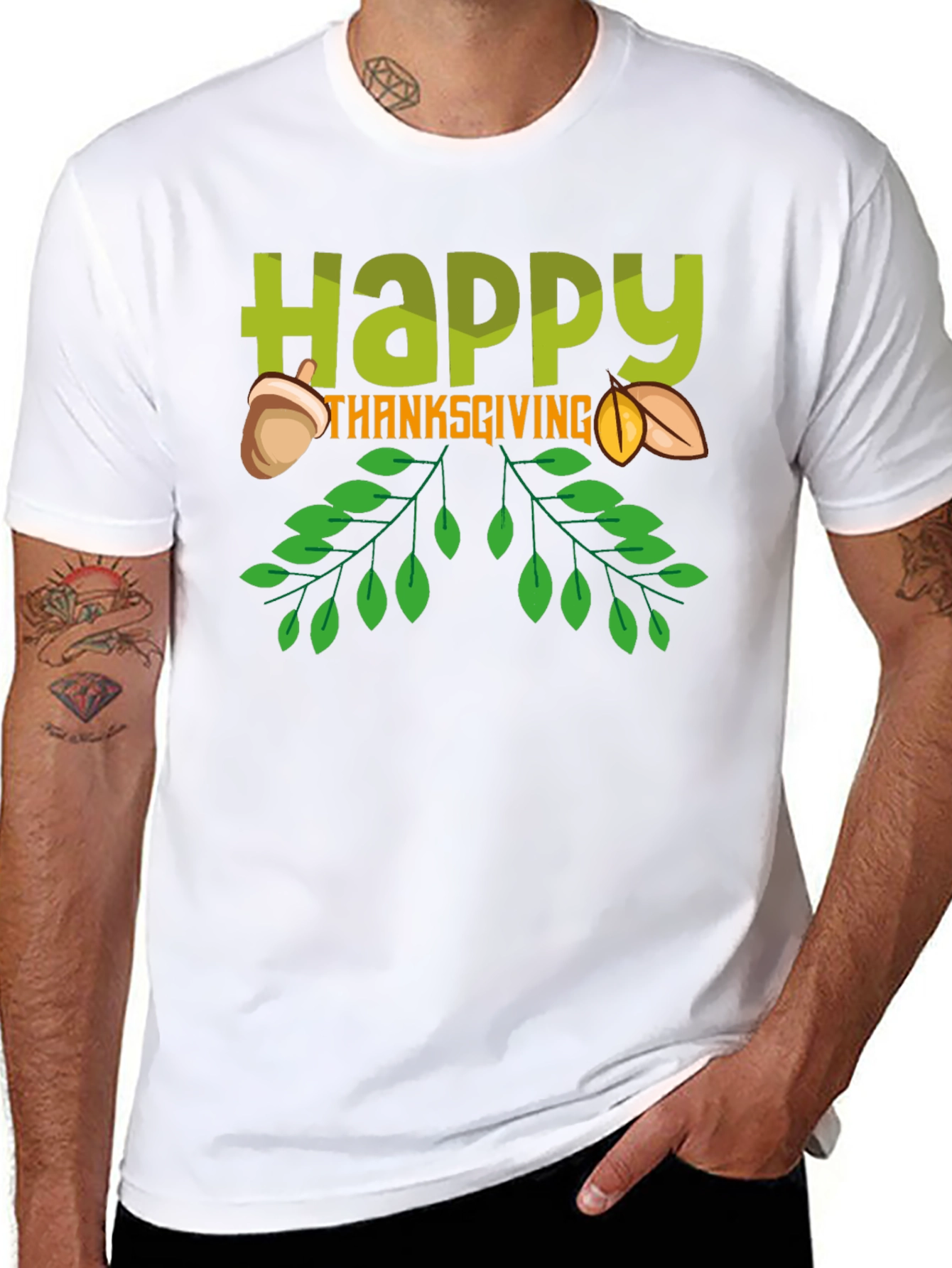 Happy Thanksgiving Graphic Tee - Black