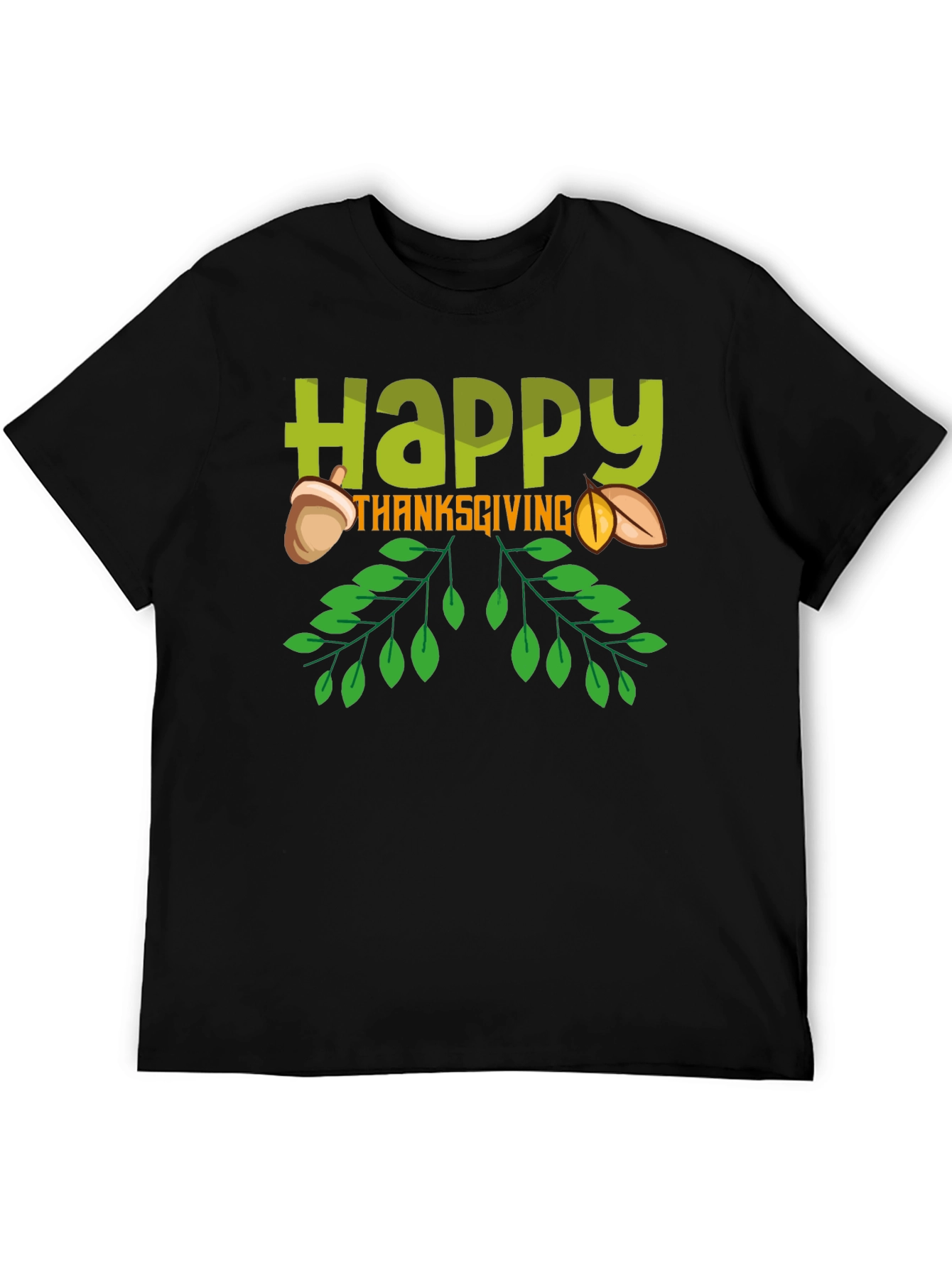 Happy Thanksgiving Graphic Tee - Black