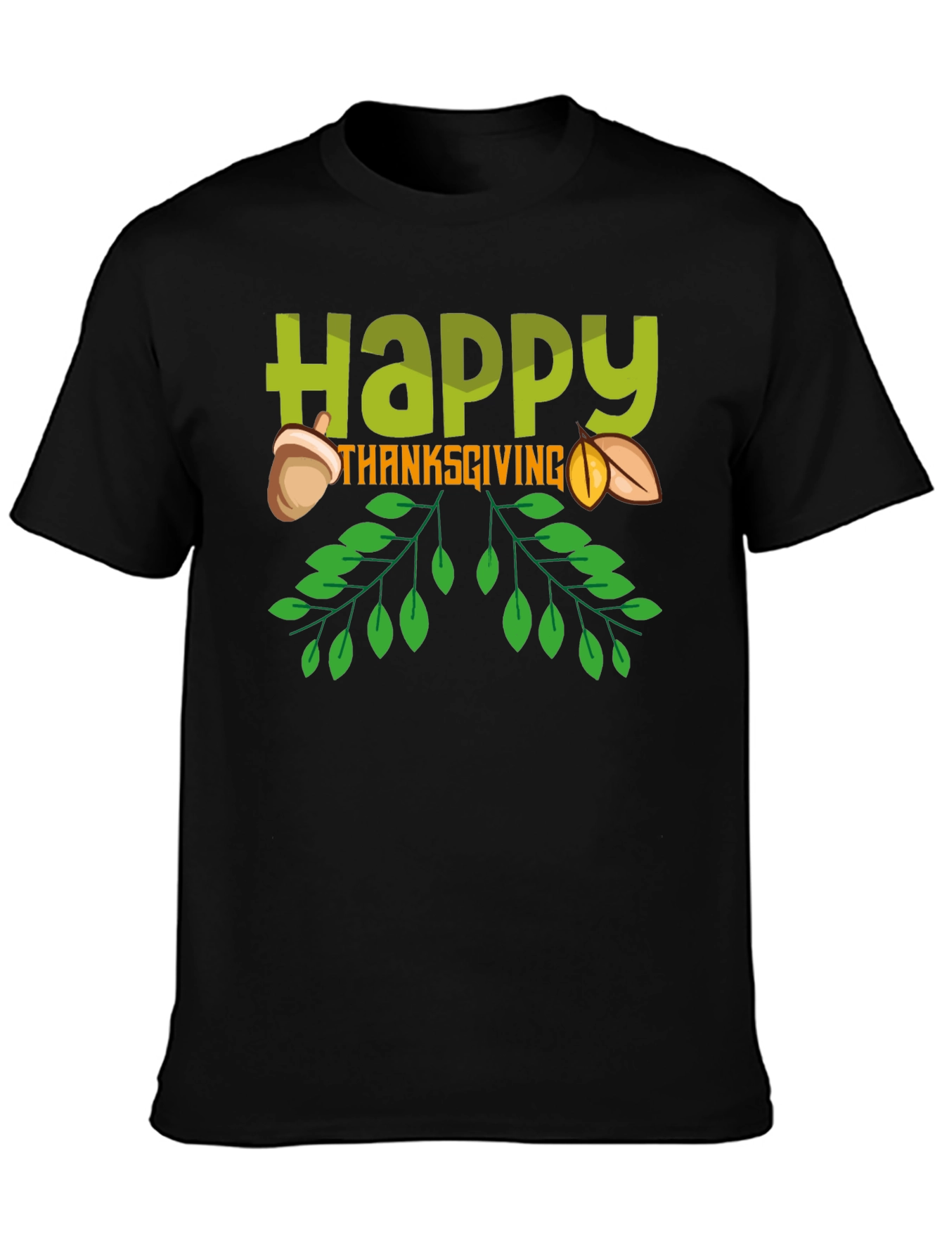 Happy Thanksgiving Graphic Tee - Black