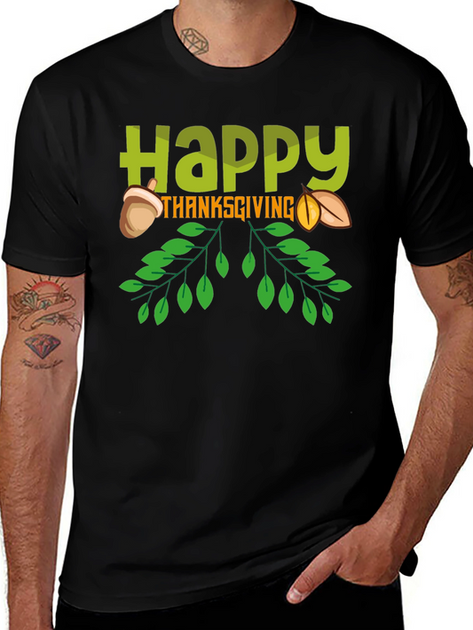 Happy Thanksgiving Graphic Tee - Black