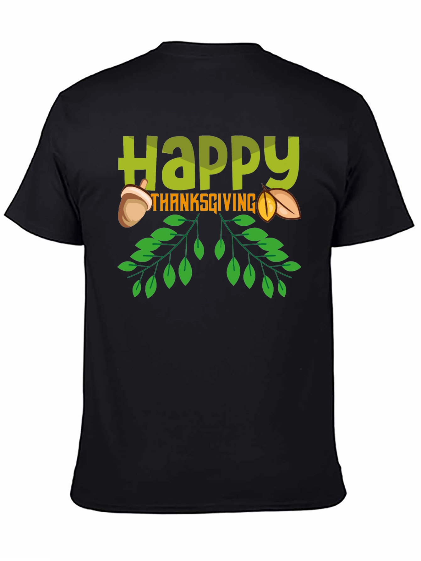 Happy Thanksgiving Graphic Tee - Black