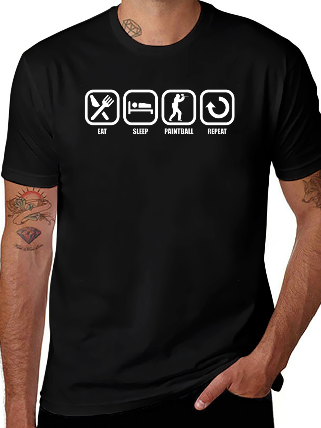 Eat Sleep Paintball Repeat T-Shirt - Gamer Funny Tee