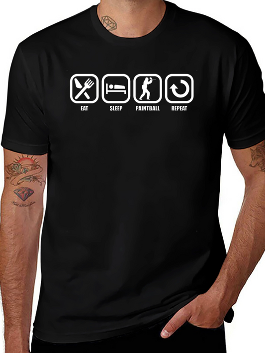 Eat Sleep Paintball Repeat T-Shirt - Gamer Funny Tee