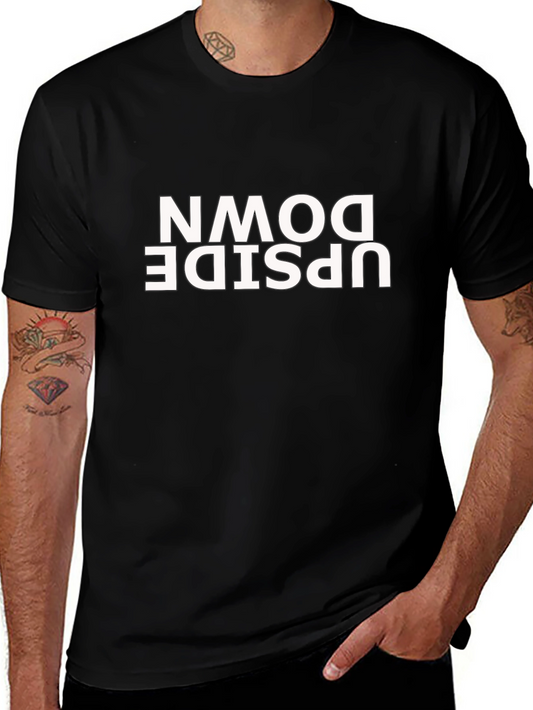 Upside Down Graphic Tee - Black Casual T-Shirt