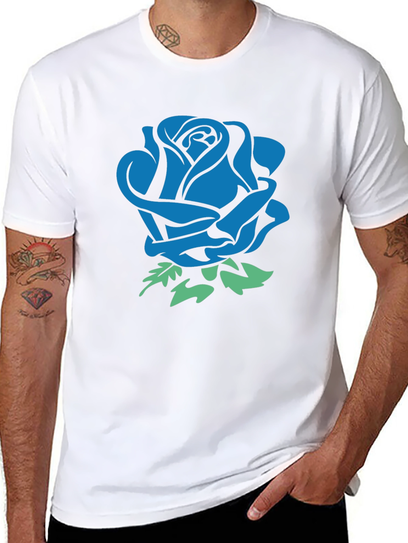 Blue Rose Graphic Print T-Shirt