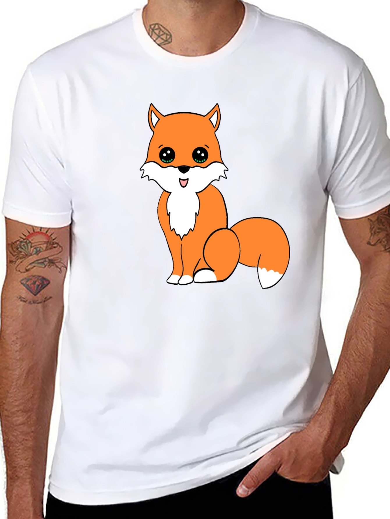 Cute Fox Graphic Tee - Black Unisex T-Shirt