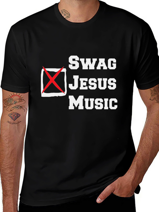 Swag Jesus Music T-Shirt - Religious Humor Graphic Tee