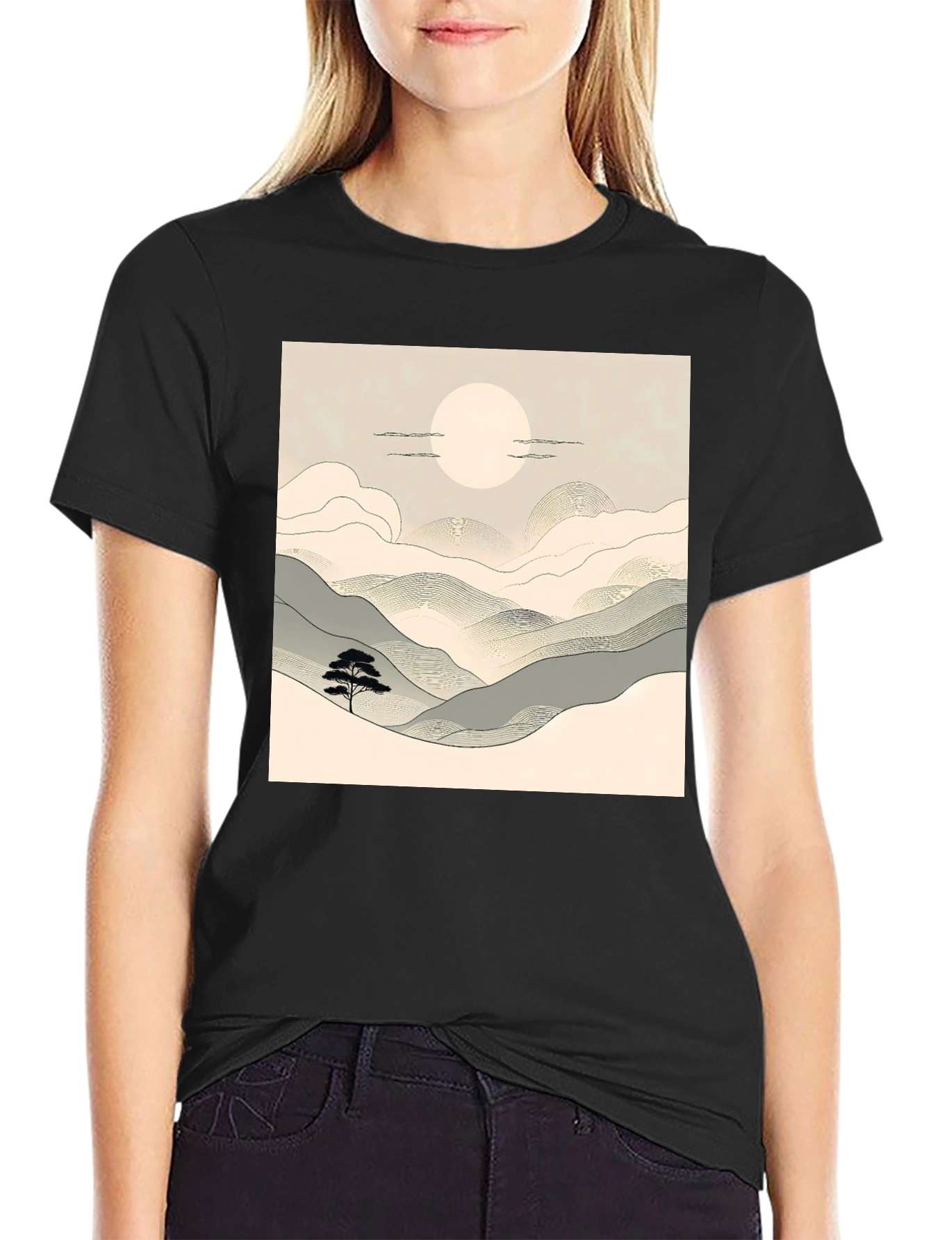 Zen Landscape T-Shirt - Minimalist Design