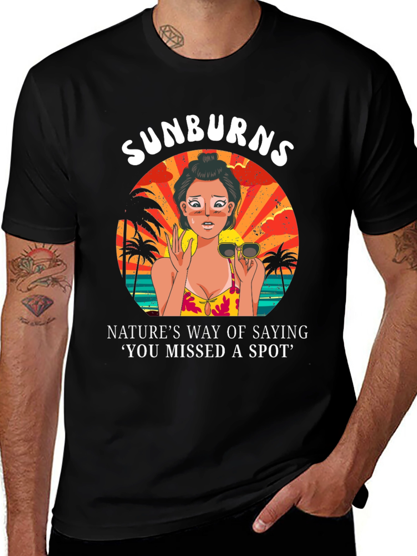 Sunburns Missed Spot Graphic T-Shirt