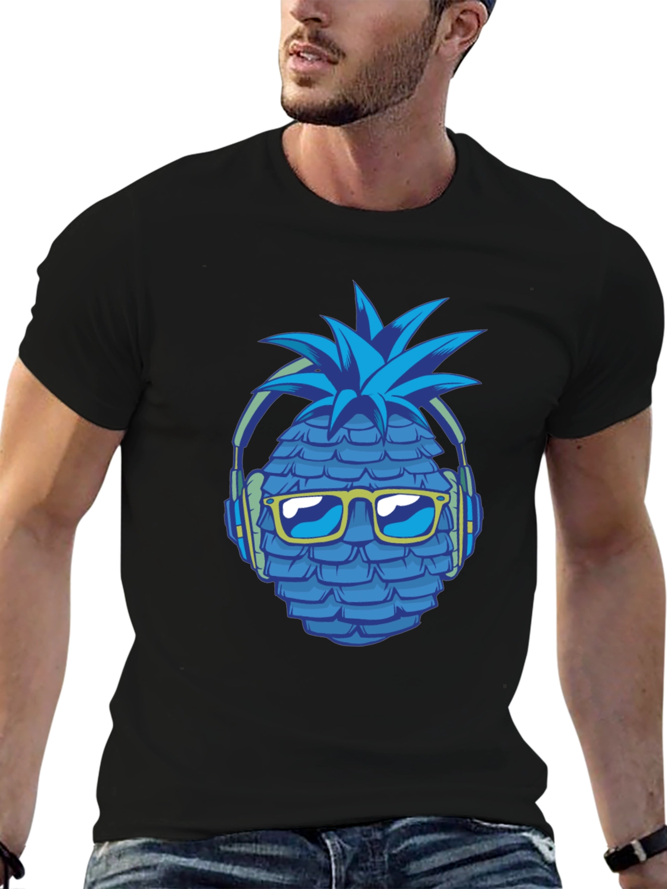 Cool Pineapple Headphones Graphic T-Shirt