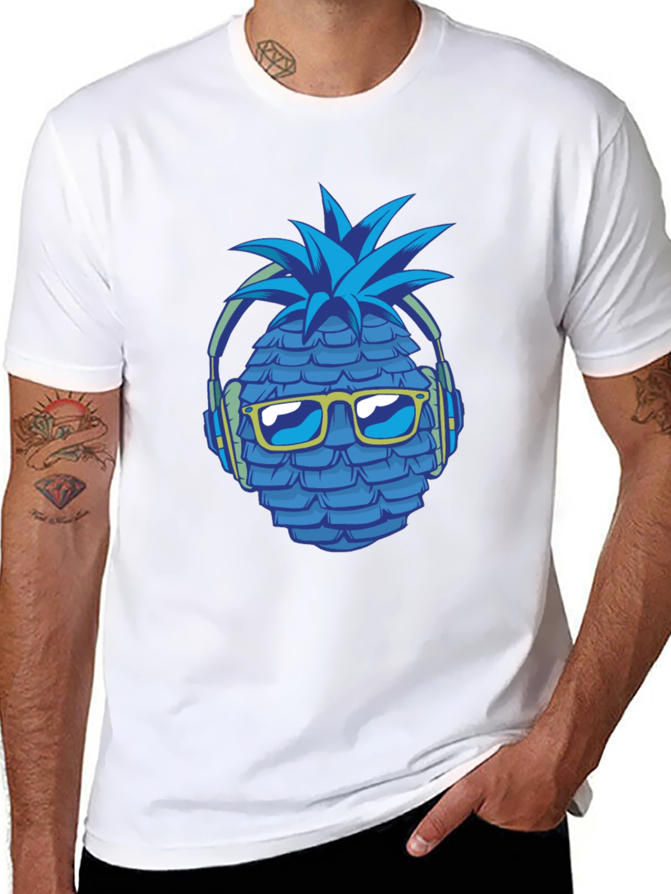 Cool Pineapple Headphones Graphic T-Shirt