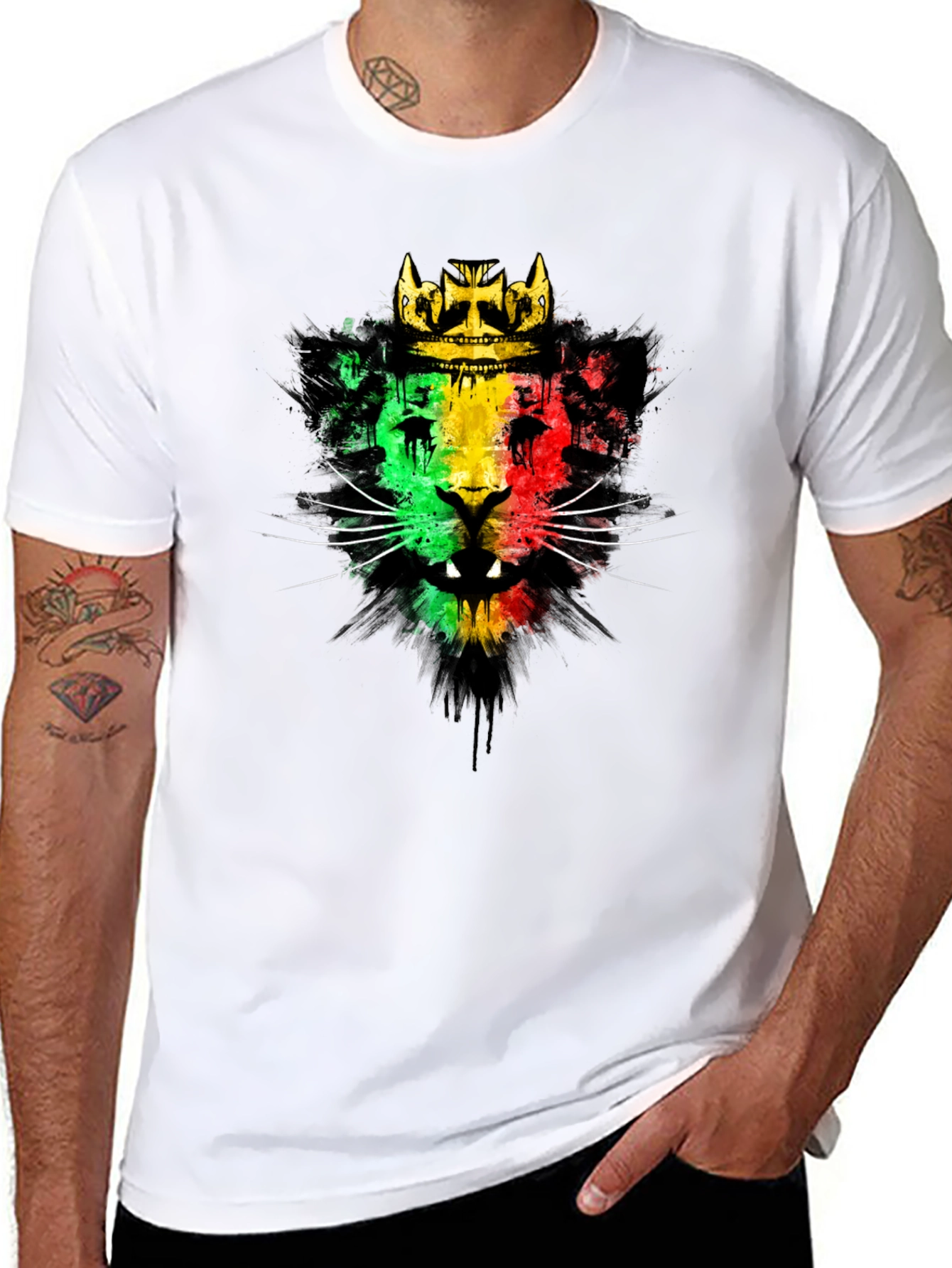Rasta Lion Crown Graphic T-Shirt