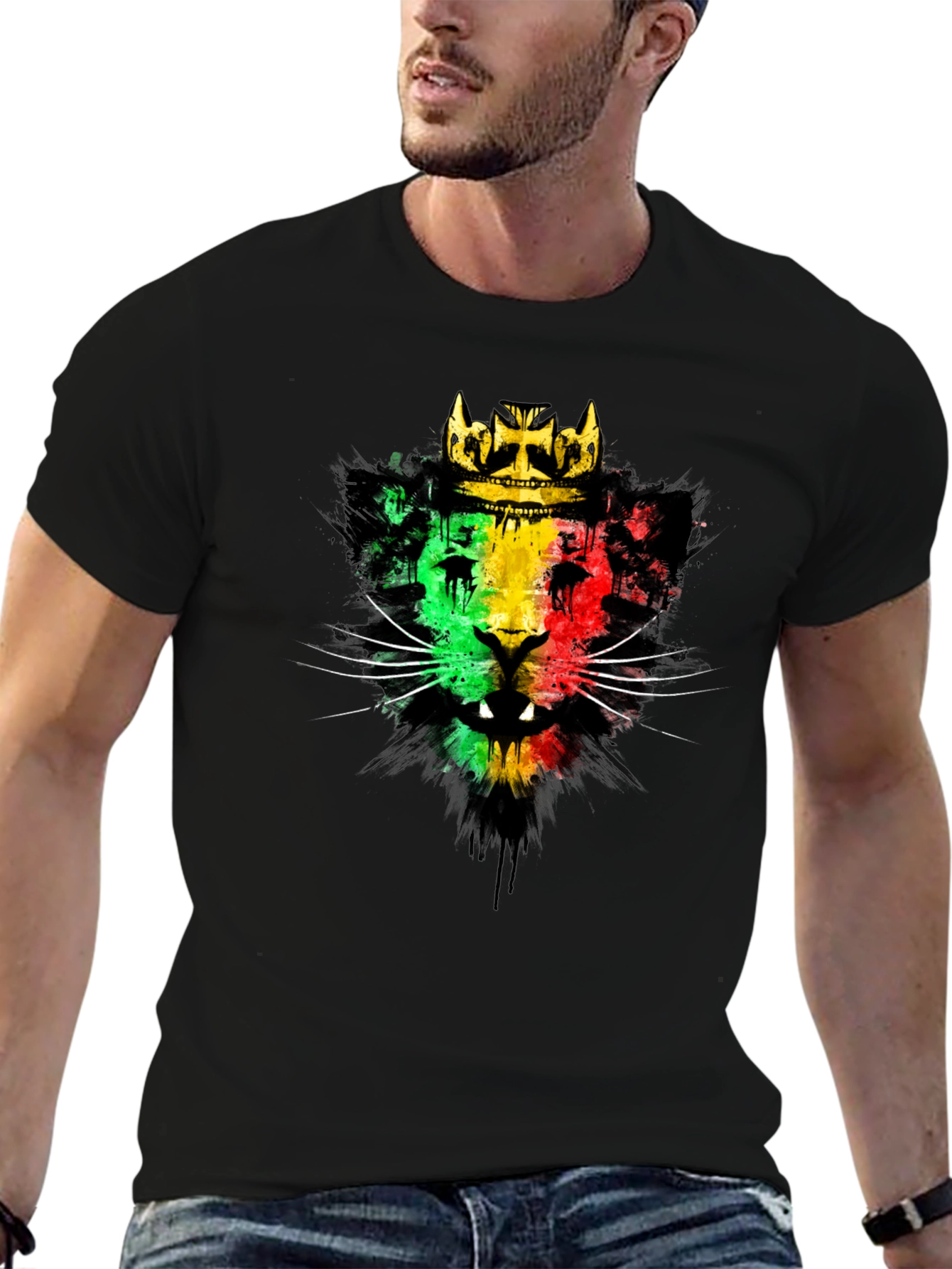 Rasta Lion Crown Graphic T-Shirt