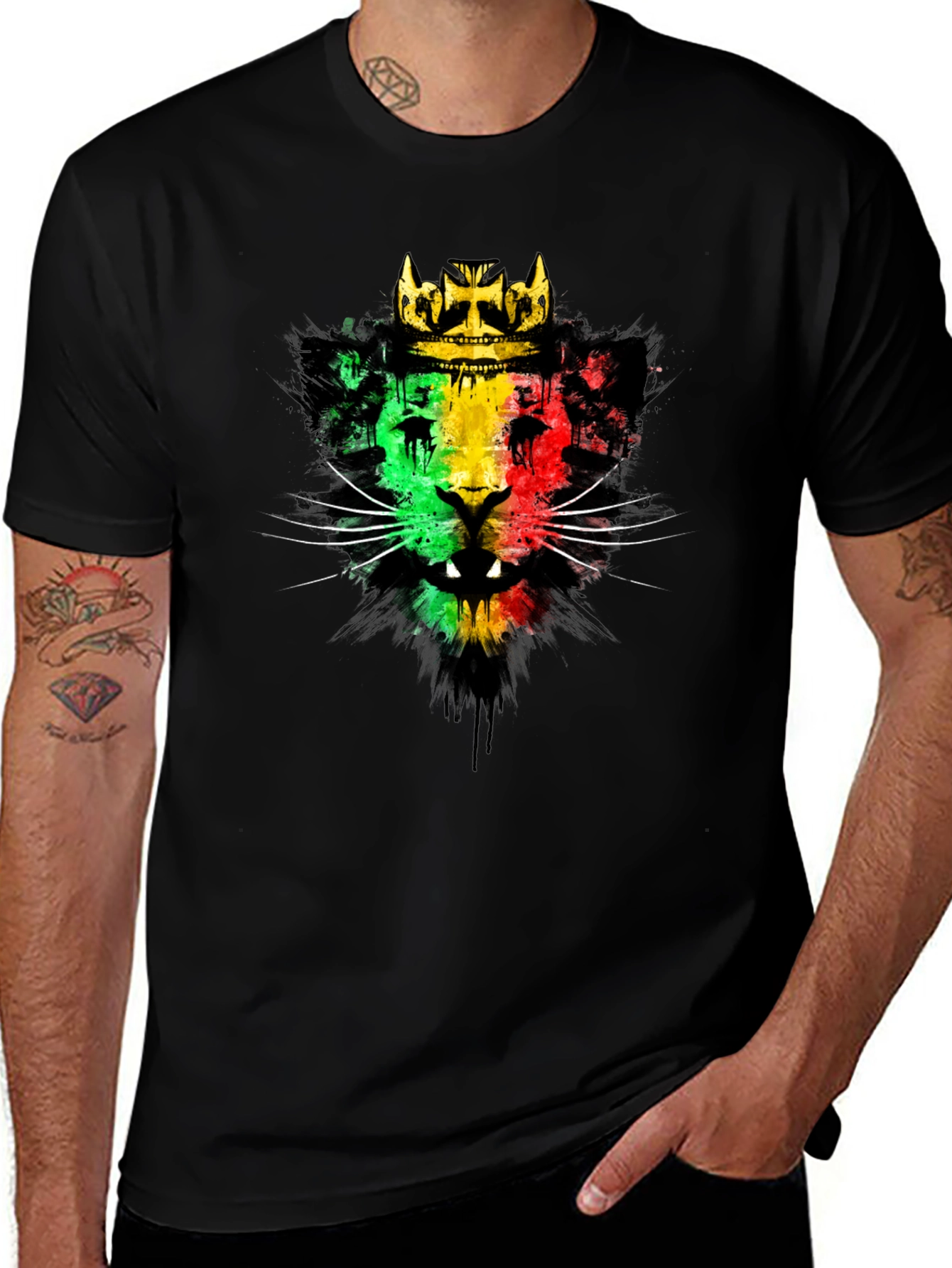 Rasta Lion Crown Graphic T-Shirt