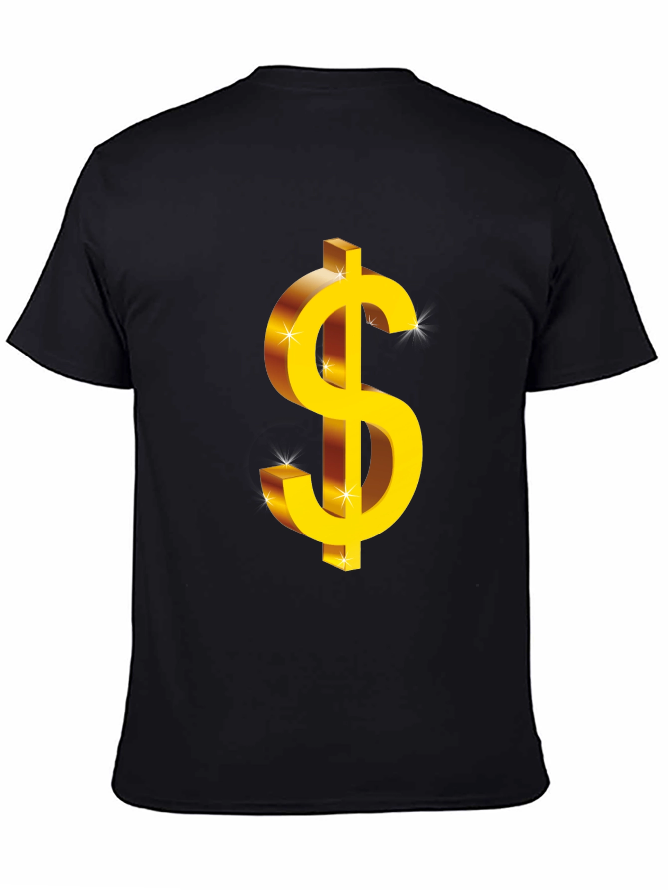 Bold Black T-Shirt with Gold Dollar Sign Graphic