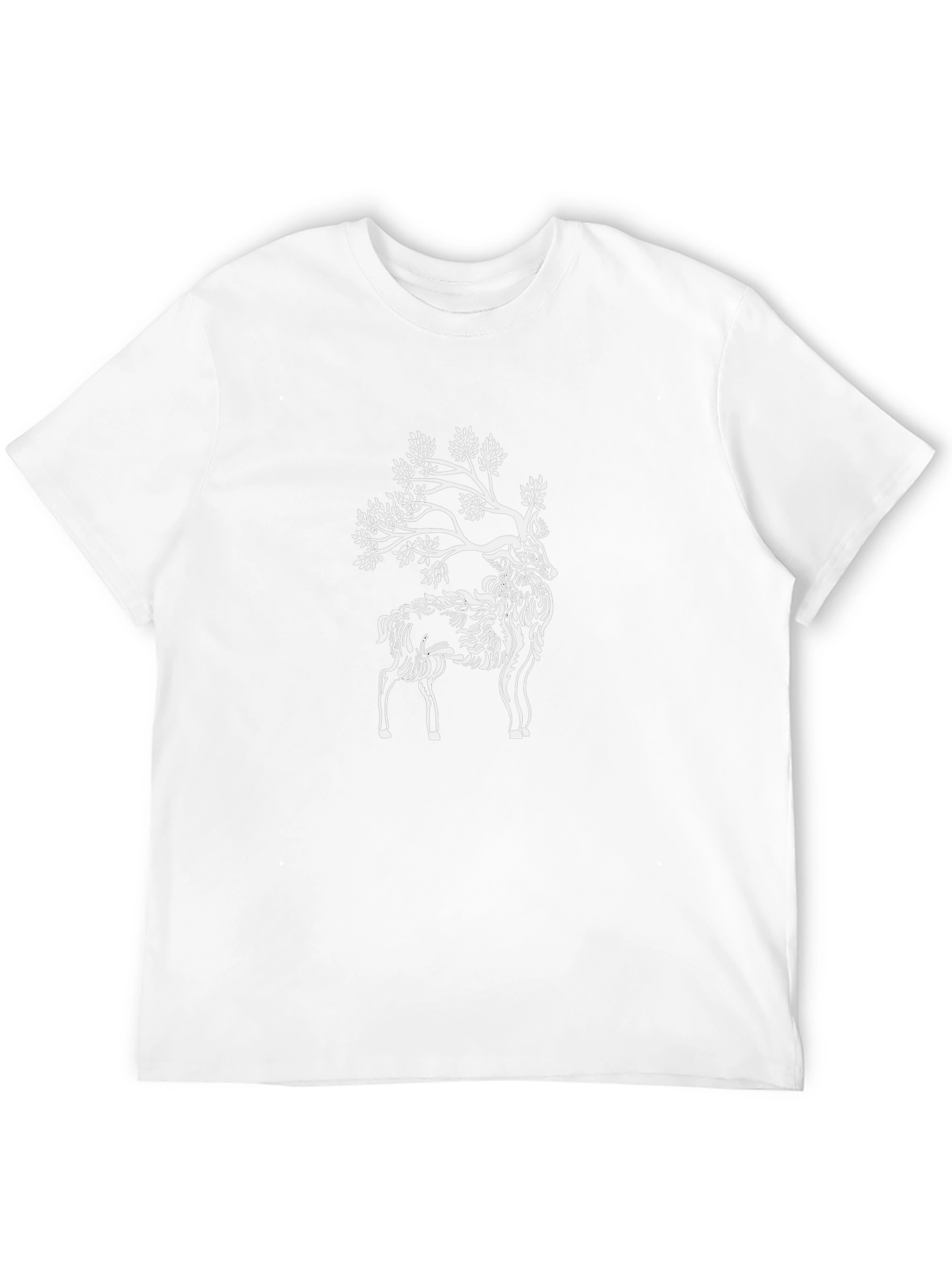 Nature Deer Graphic Tee - Black Cotton Blend T-Shirt