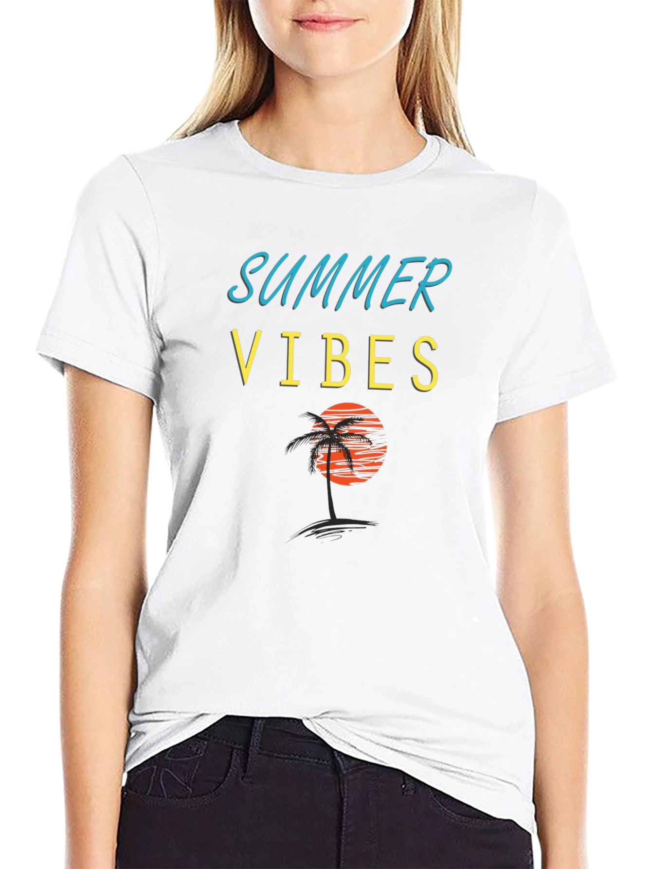 Summer Vibes Graphic T-Shirt - Tropical Beach Design