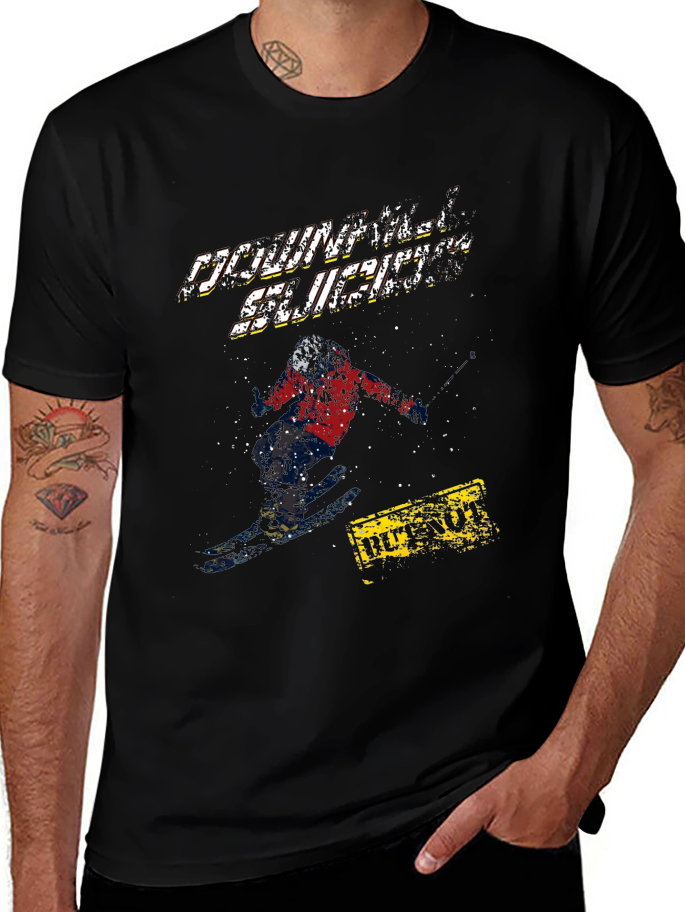 Downhill Slickers Graphic Tee - Black Cotton T-Shirt