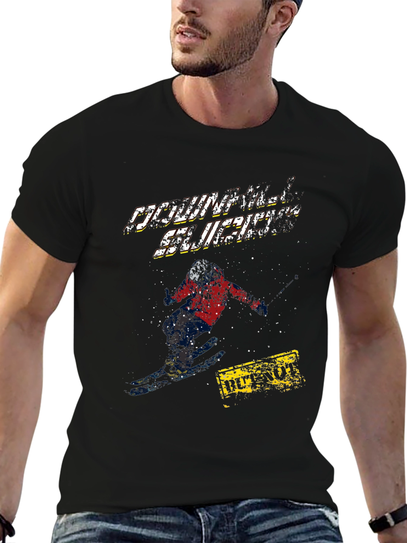Downhill Slickers Graphic Tee - Black Cotton T-Shirt