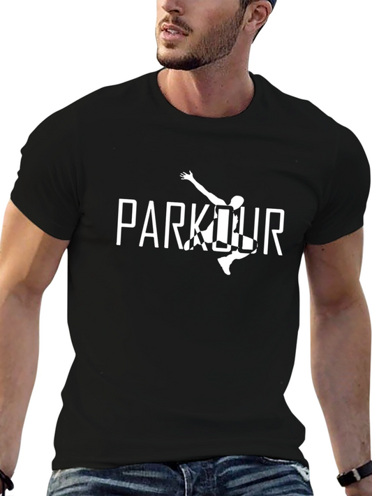 Parkour Graphic Tee - Black Cotton Blend