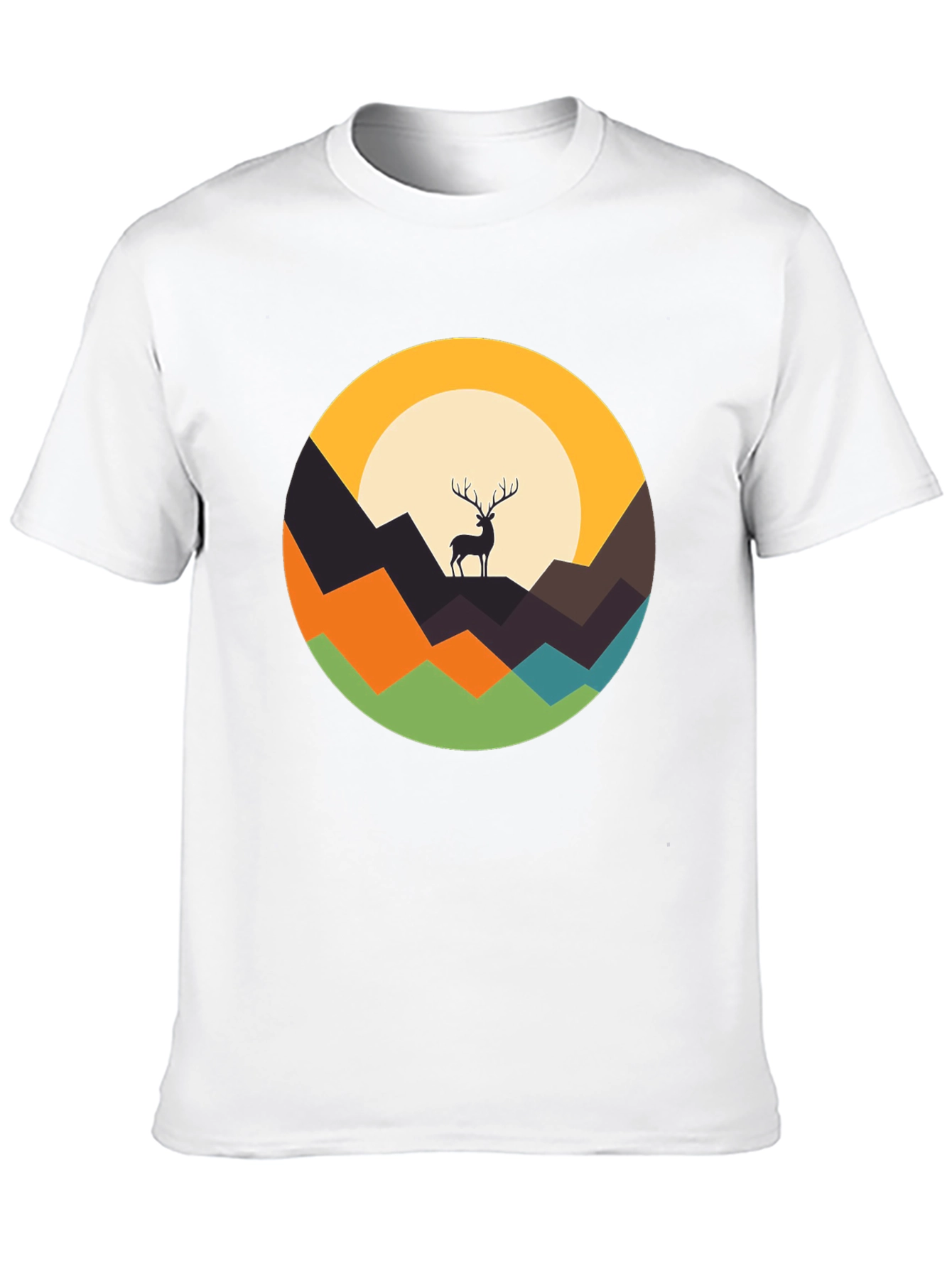 Nature Deer Graphic Tee - Black