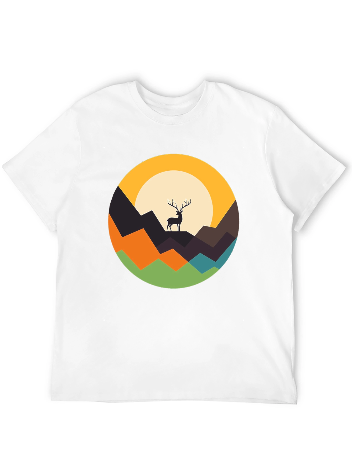 Nature Deer Graphic Tee - Black