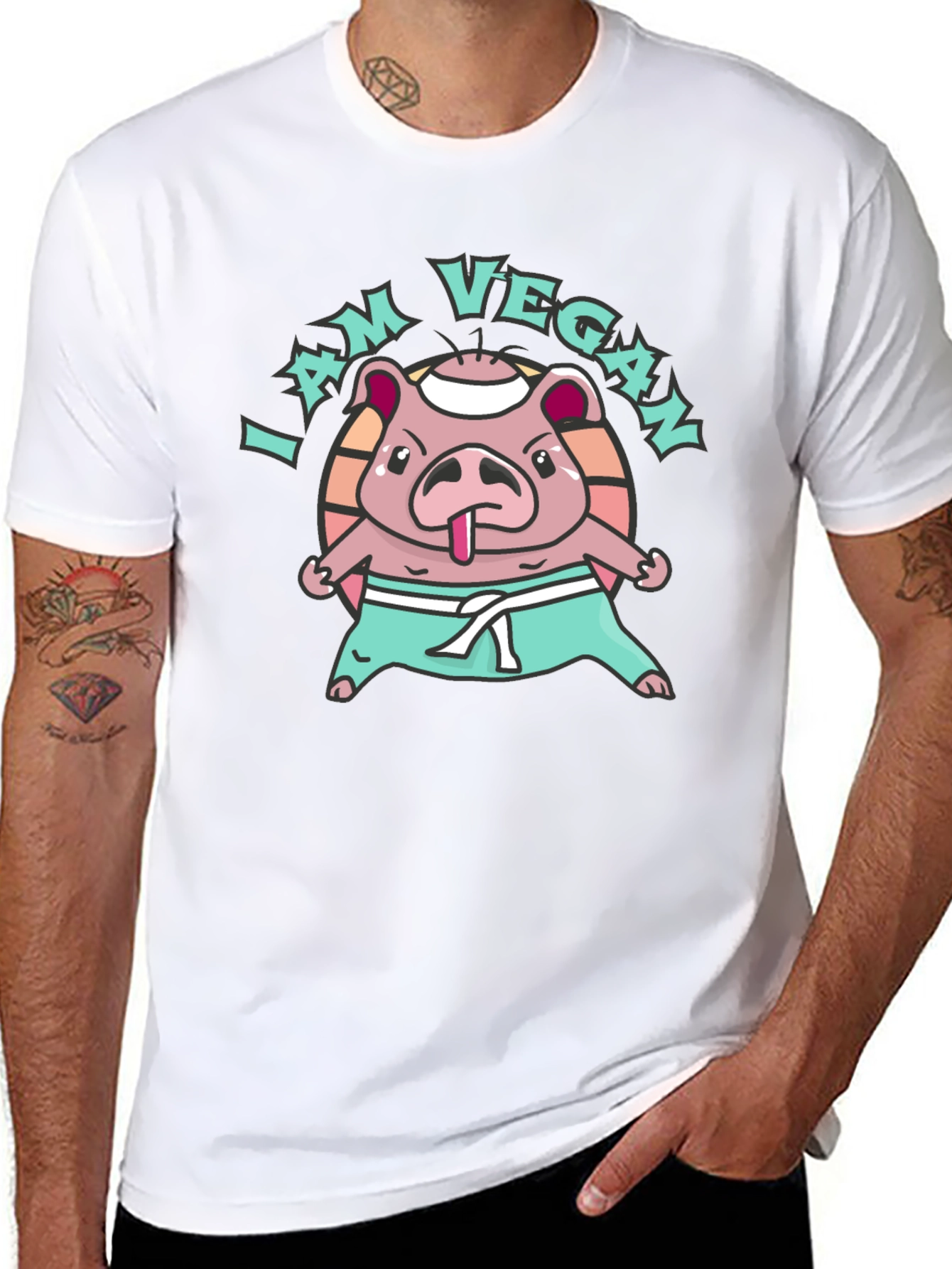 I am Vegan Pig Karate T-Shirt
