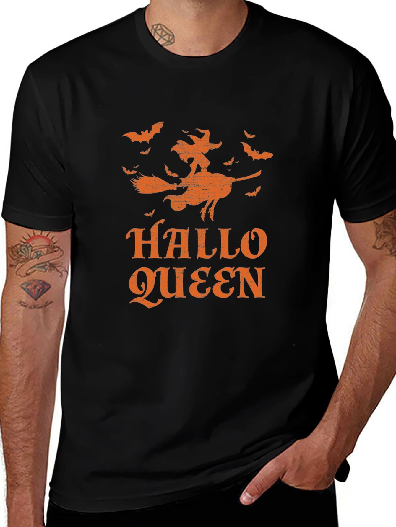 Hallo Queen Graphic Tee - Halloween Witch Shirt