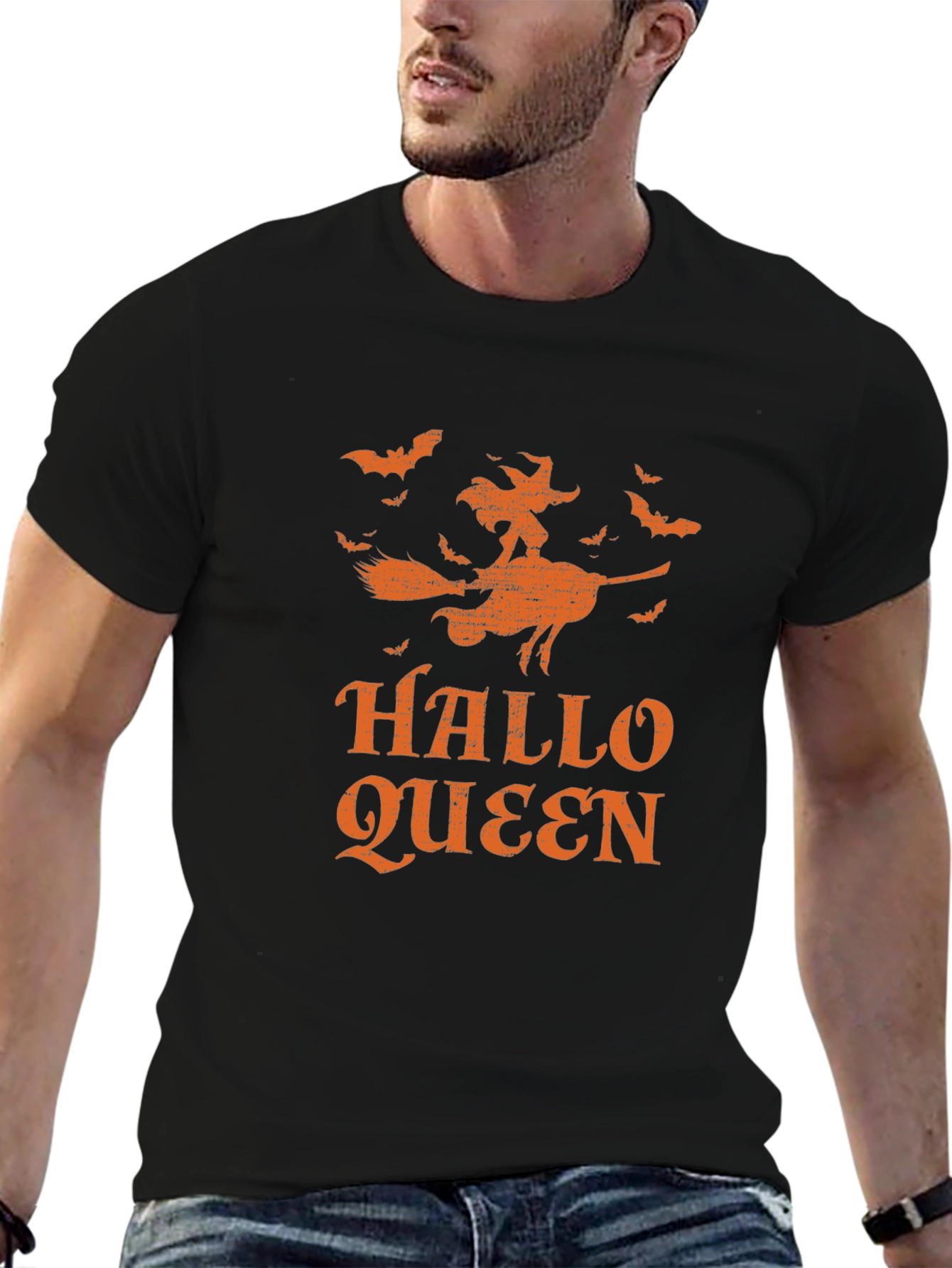 Hallo Queen Graphic Tee - Halloween Witch Shirt