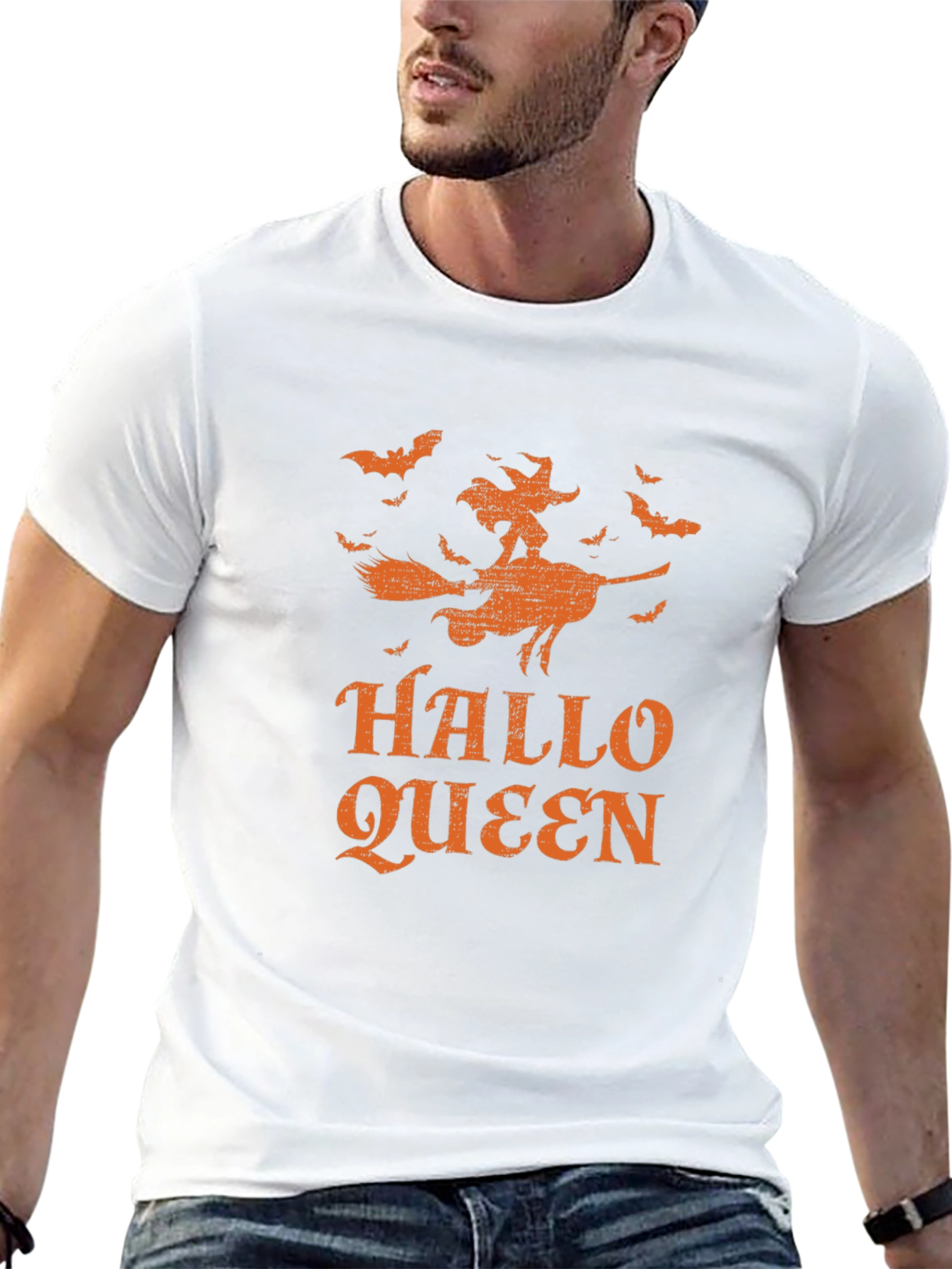 Hallo Queen Graphic Tee - Halloween Witch Shirt