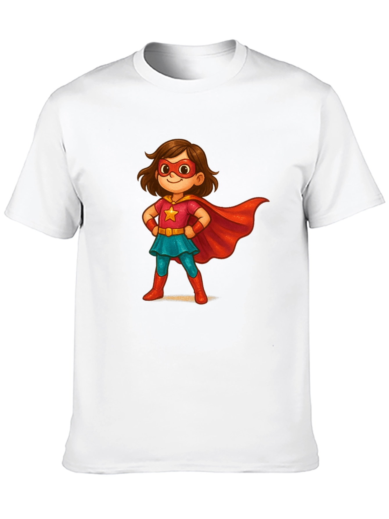 Girl Superhero Cartoon Black T-Shirt