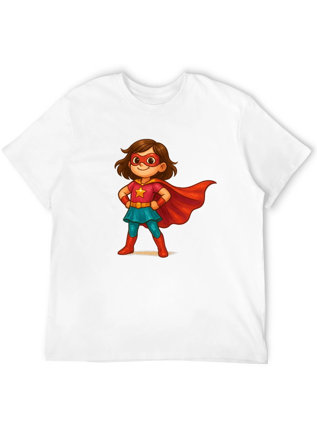 Girl Superhero Cartoon Black T-Shirt
