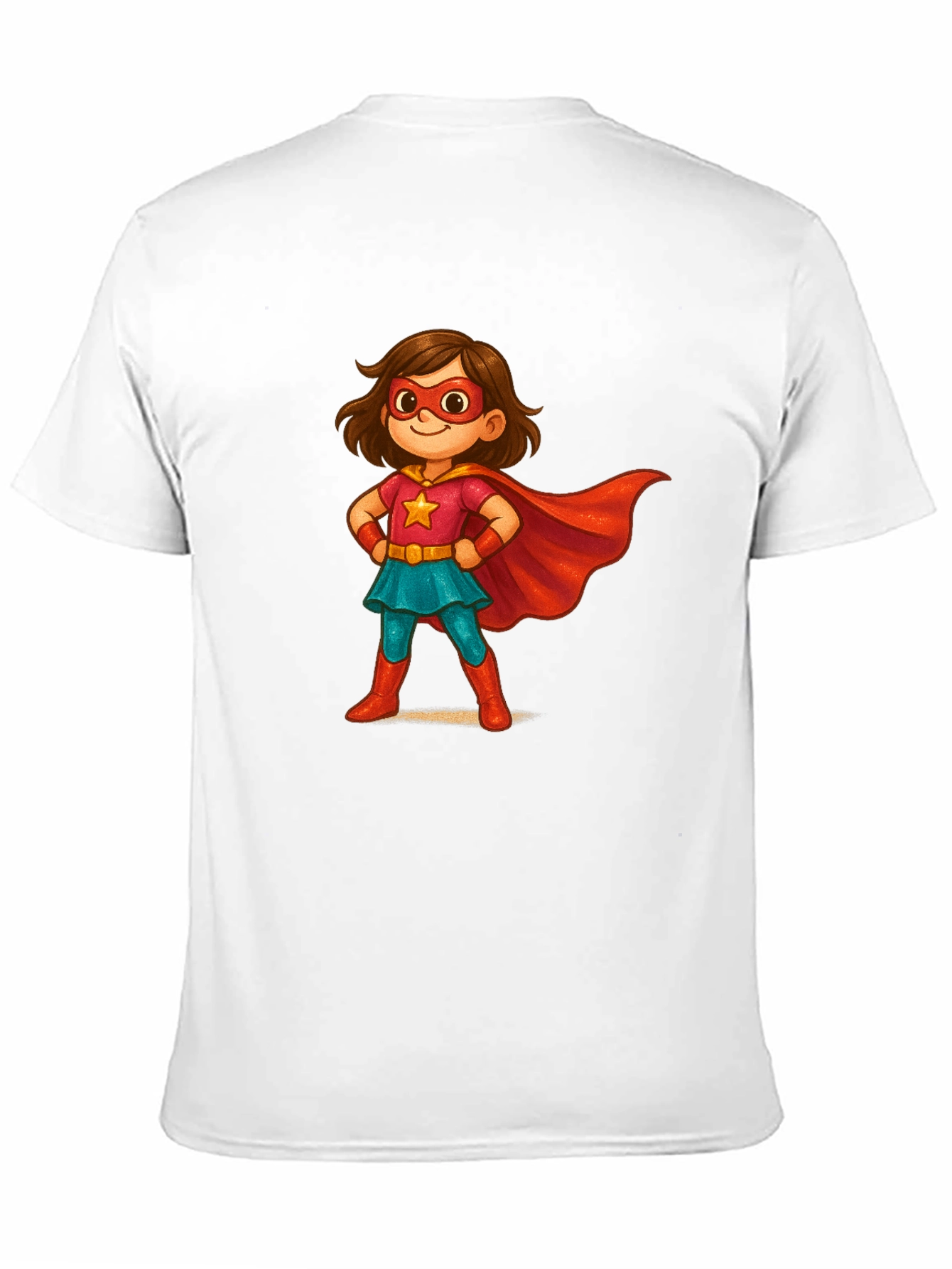 Girl Superhero Cartoon Black T-Shirt